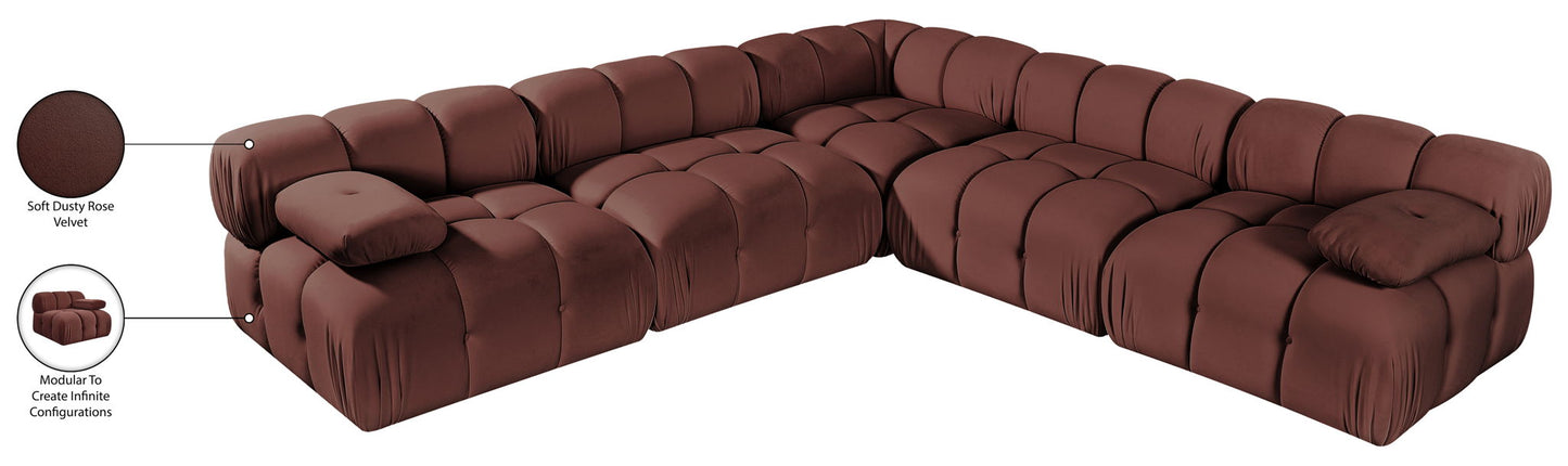 Orin - Velvet Fabric 5 Piece Modular Sectional