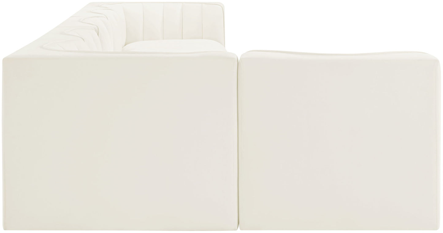 Rummi - Velvet Performance Fabric Upholstered 6 Piece Modular Sectional, L-Shaped (Right)