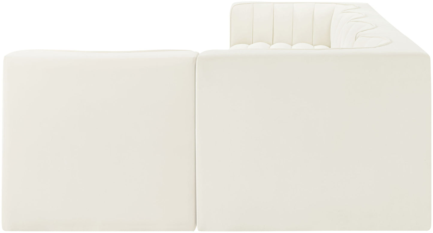 Rummi - Velvet Performance Fabric Upholstered 5 Piece Modular Sectional, L-Shaped (Right)