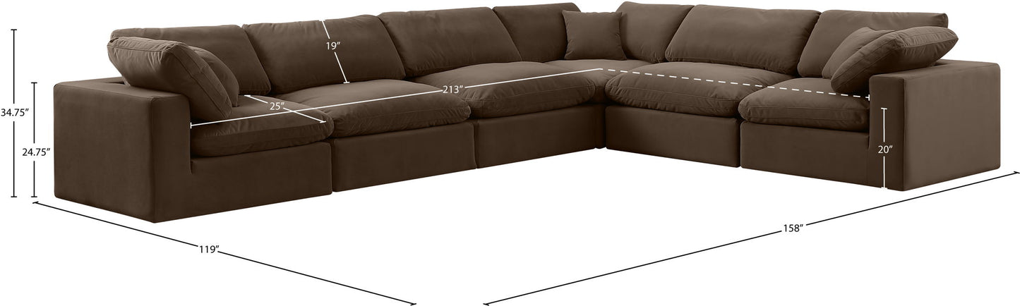 Comfy - 6 Piece Velvet Modular Corner Sectional