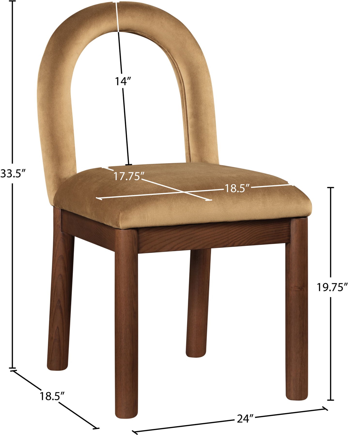 Conrad - Velvet Dining Chair With Brown Legs