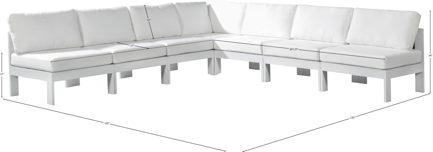 Nizuc - Outdoor Patio 7 Piece Modular Sectional With White Frame