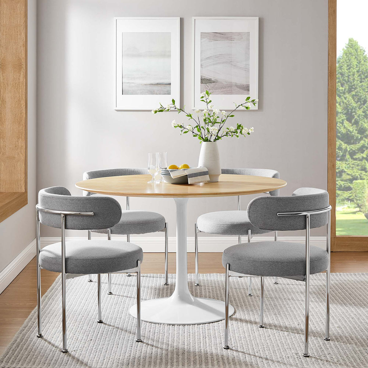 Lippa Round 48" Dining Table - Wood, White Natural