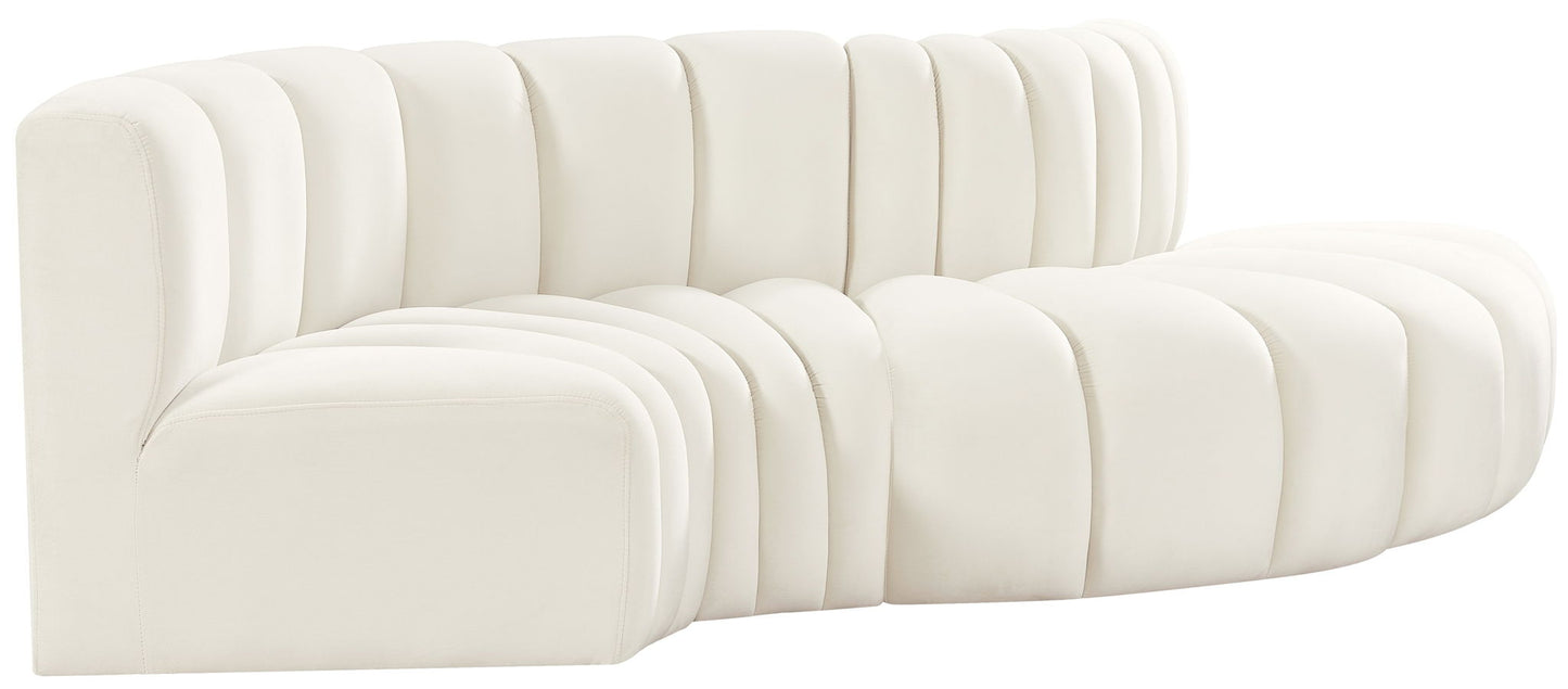 Arc - Velvet 4 Piece L-Shaped Modular Sofa