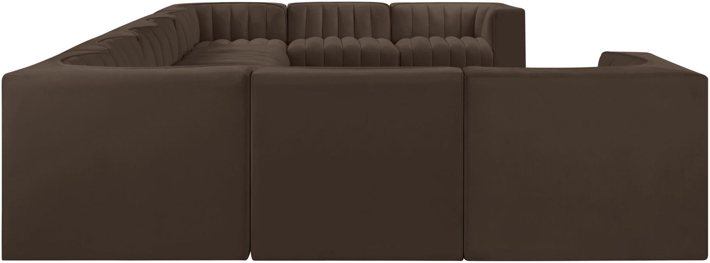 Rummi - Velvet Performance Fabric Upholstered 10 Piece Modular Sectional
