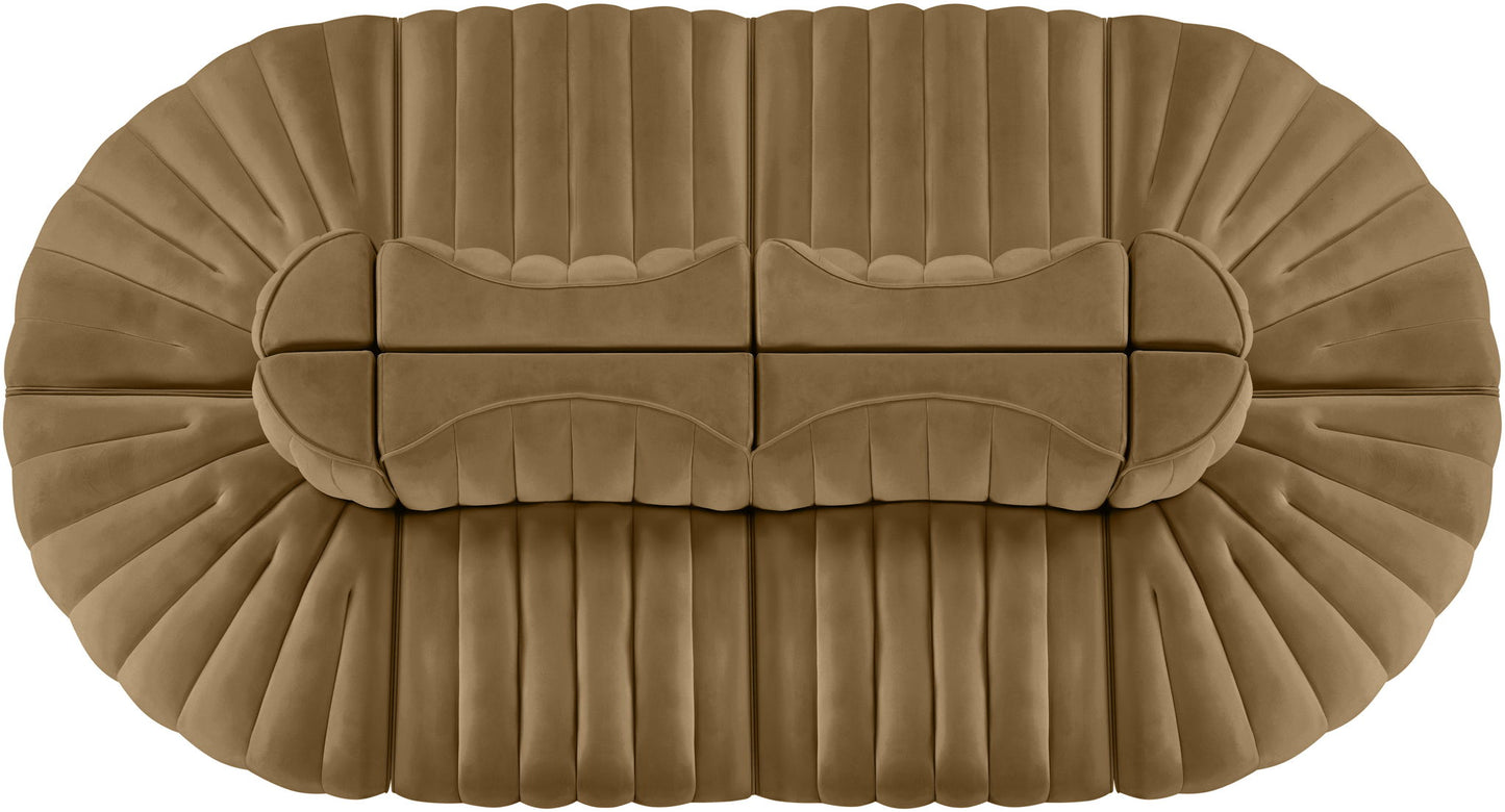 Rummi - Oval Velvet Performance Fabric Upholstered 8 Piece Modular Sectional