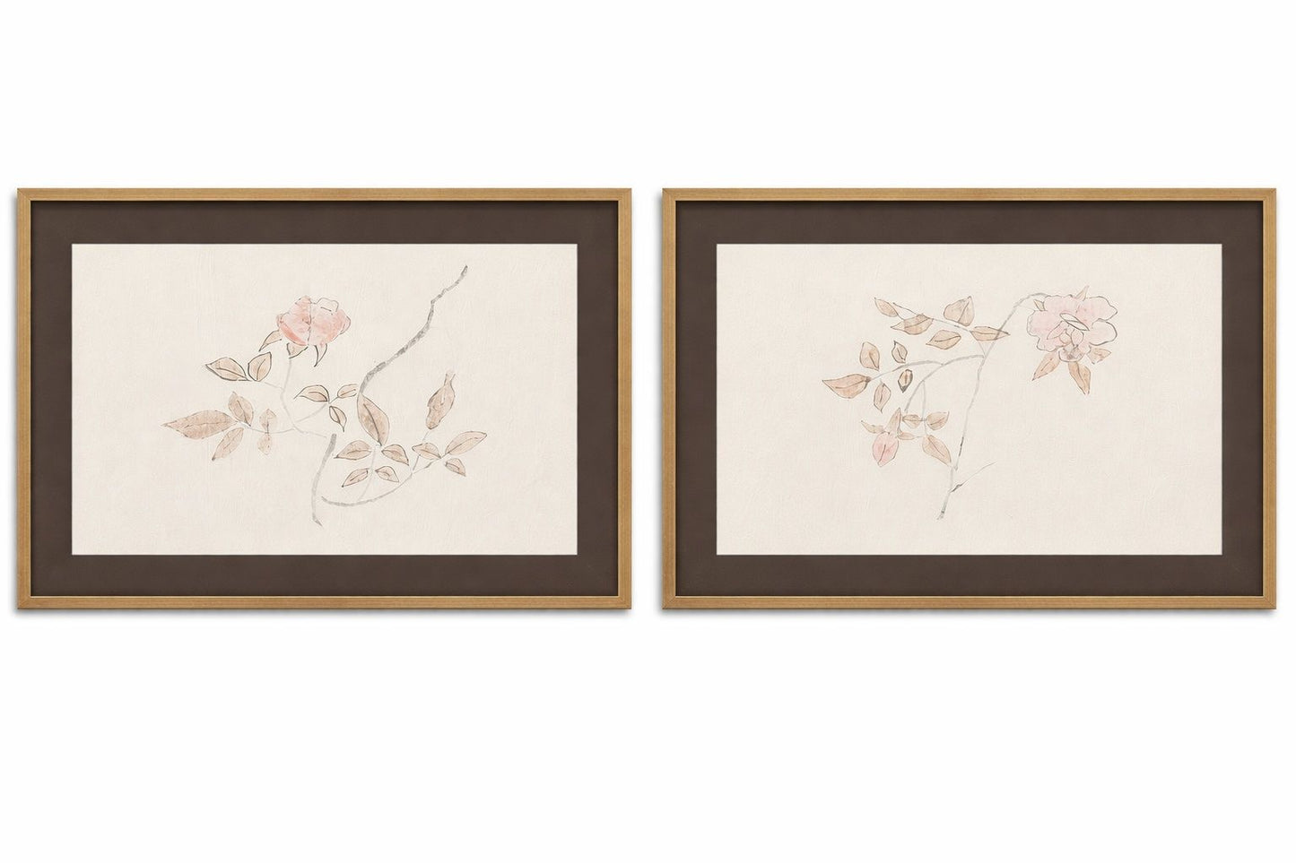 Delicate Rose Framed Print (Set of 2) - Cream