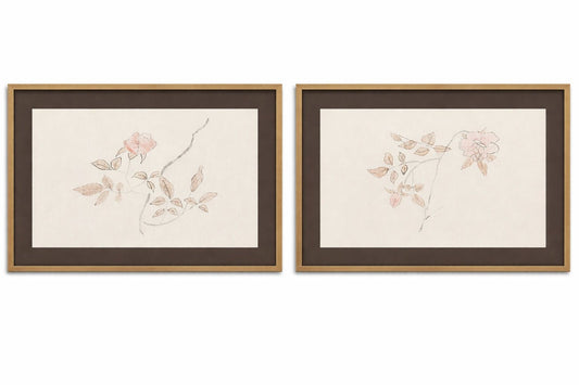 Delicate Rose Framed Print (Set of 2) - Cream