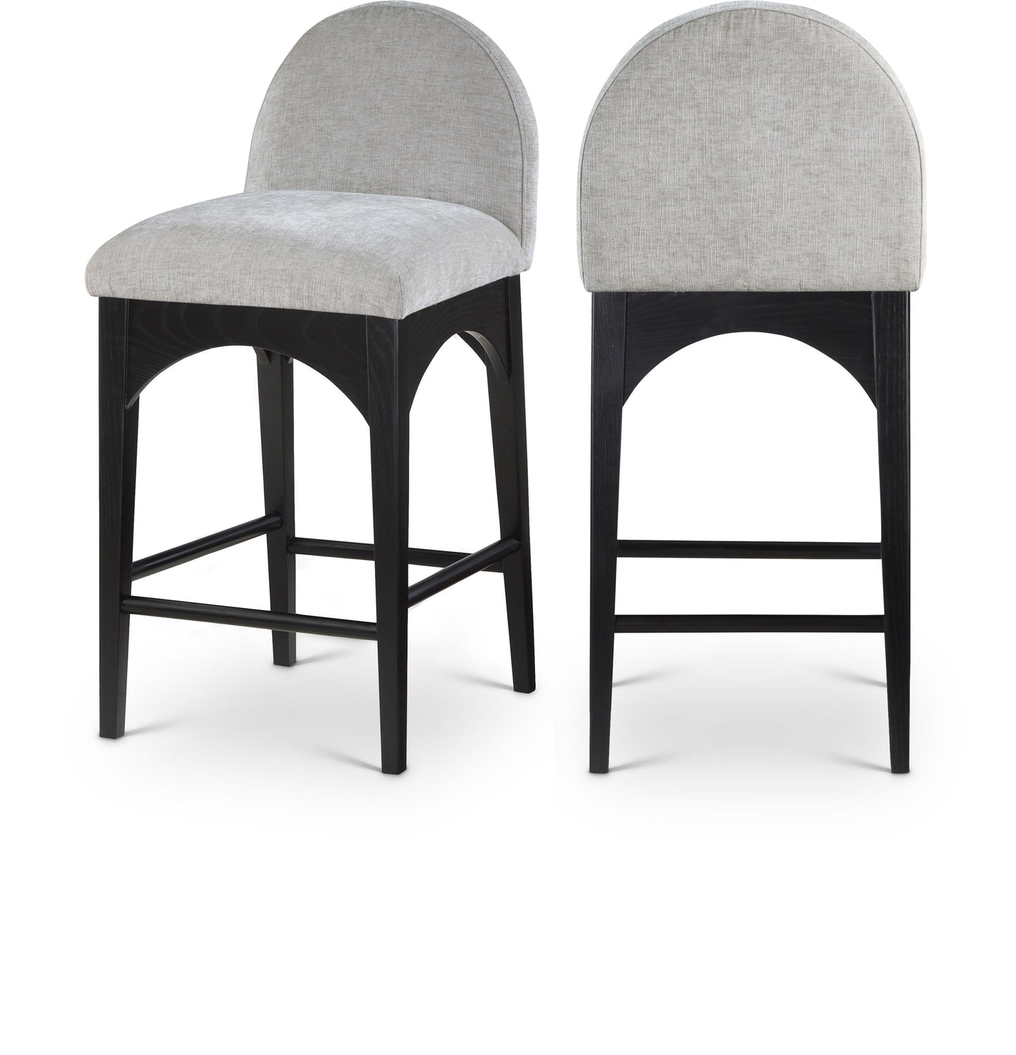 Waldorf - Chenille Stool With Black Legs