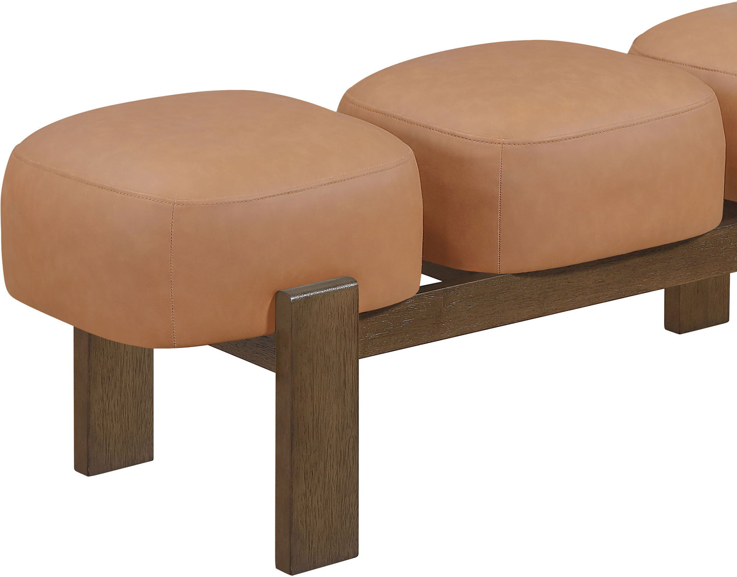 Woodcrest - Vegan Leather Upholstered Bench - Painted Brown Walnut Base