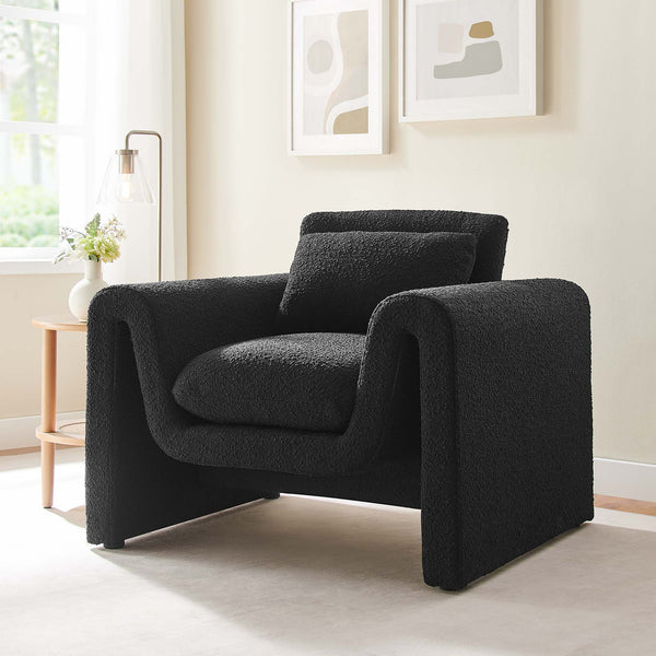 Waverly Boucle Upholstered Armchair - Black