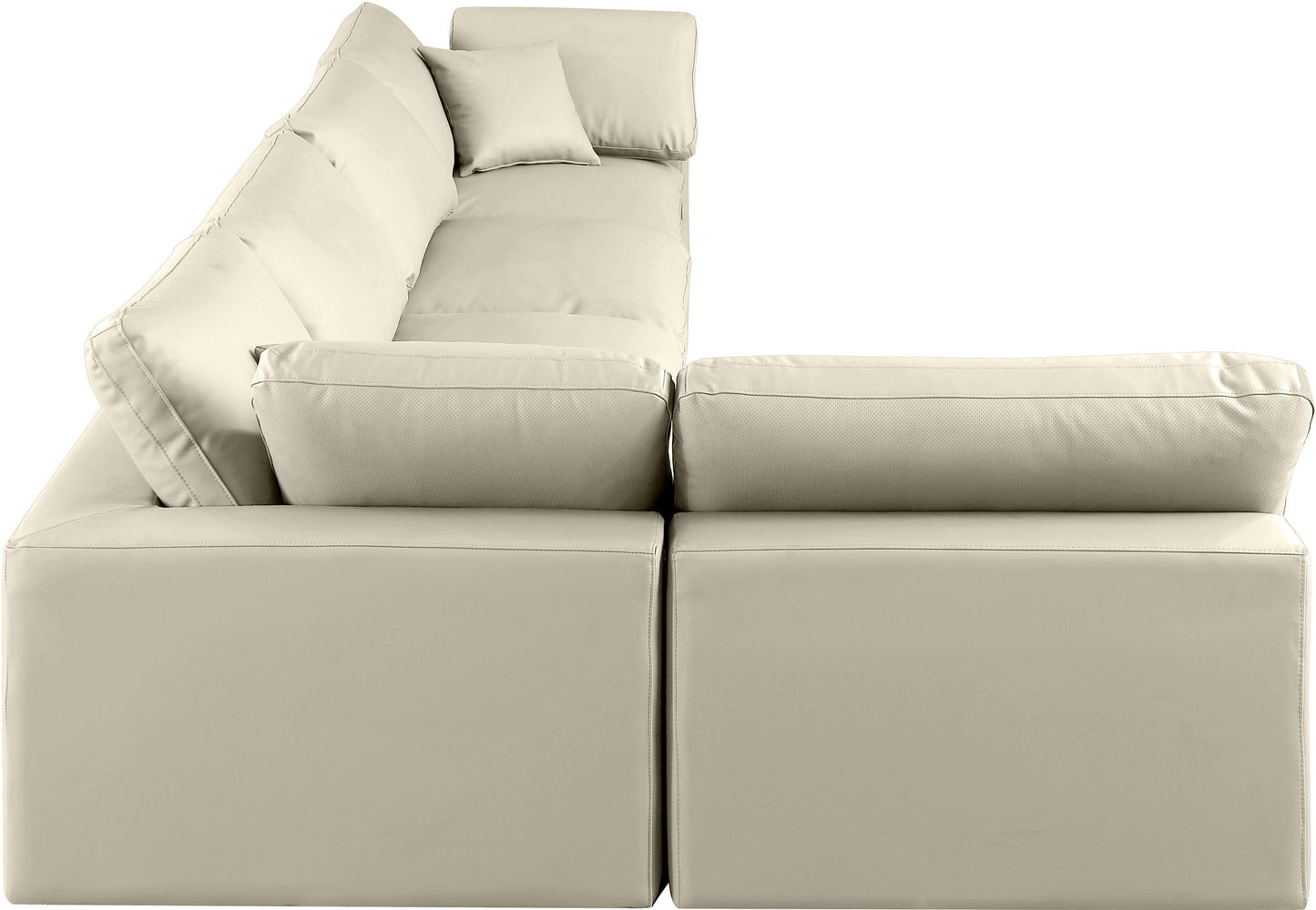 Comfy - 5 Piece Faux Leather Modular Sectional