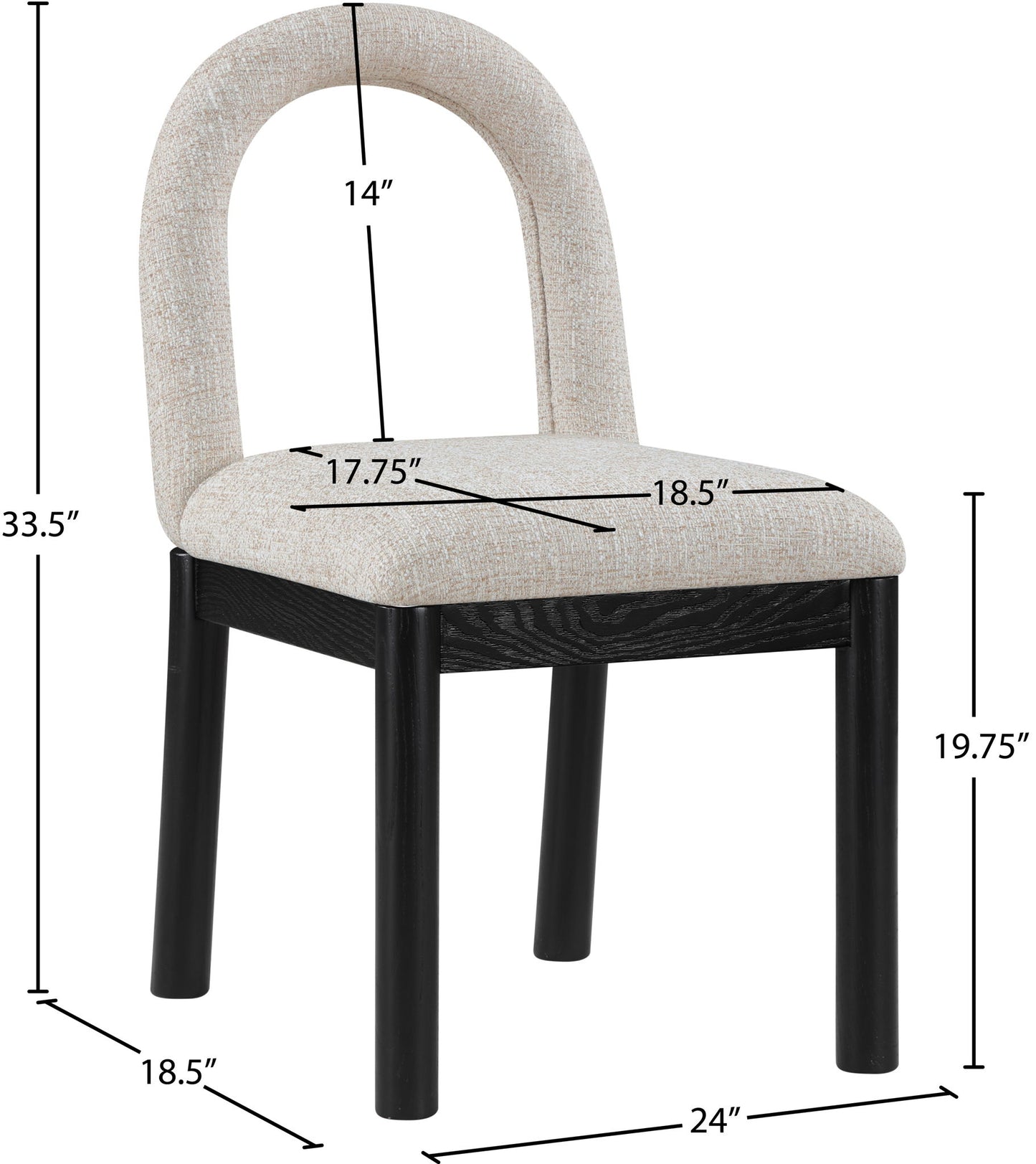 Conrad - Linen Dining Chair With Black Legs
