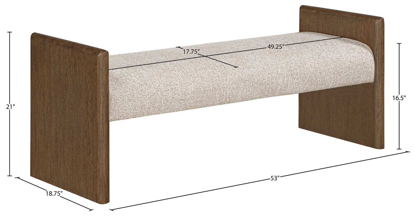 Hickory - Fabric Upholstered Bench - Brown Frame