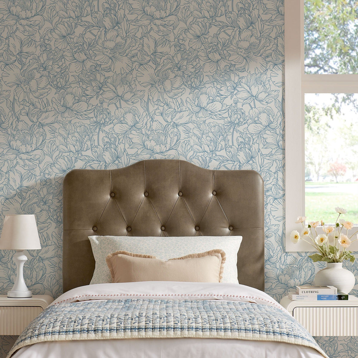 Annabel Faux Leather Queen Headboard - Twin, Mushroom