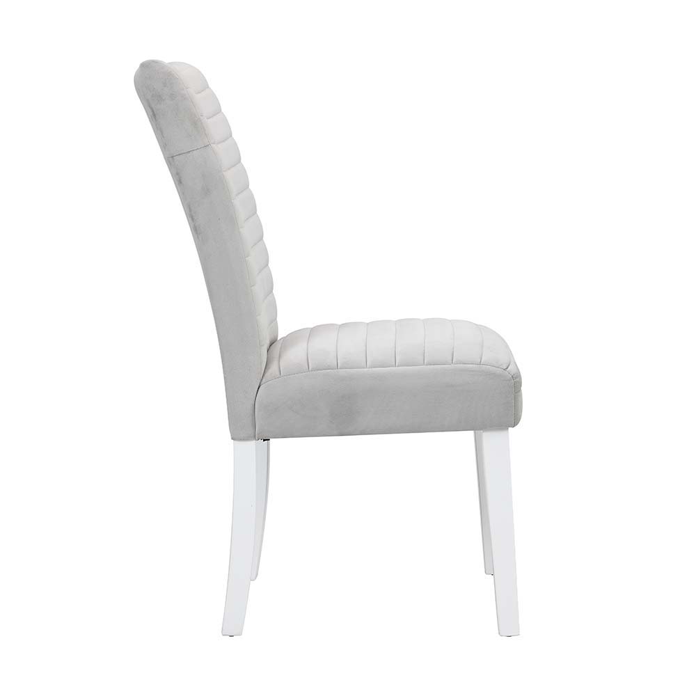 Elizaveta - Side Chair (Set of 2) - Gray Velvet &White High Gloss