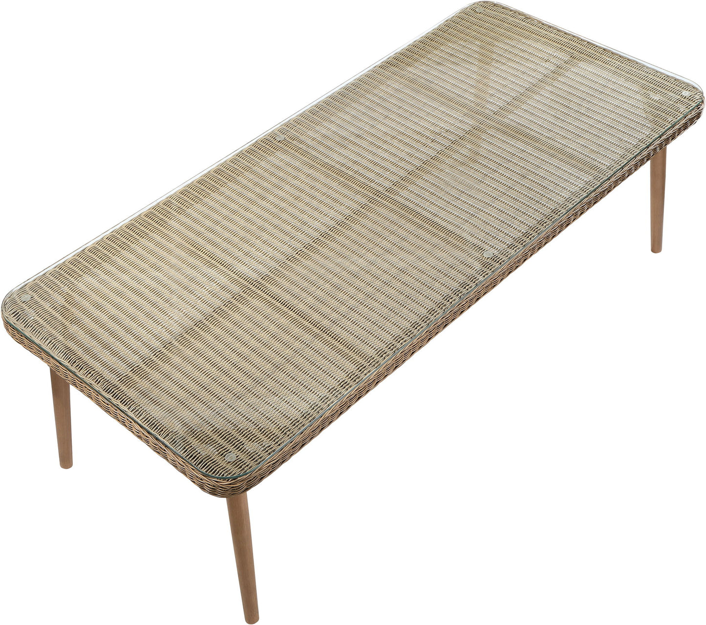 Seacrest - Tempered Glass Top And Wicker Outdoor Patio Dining Table