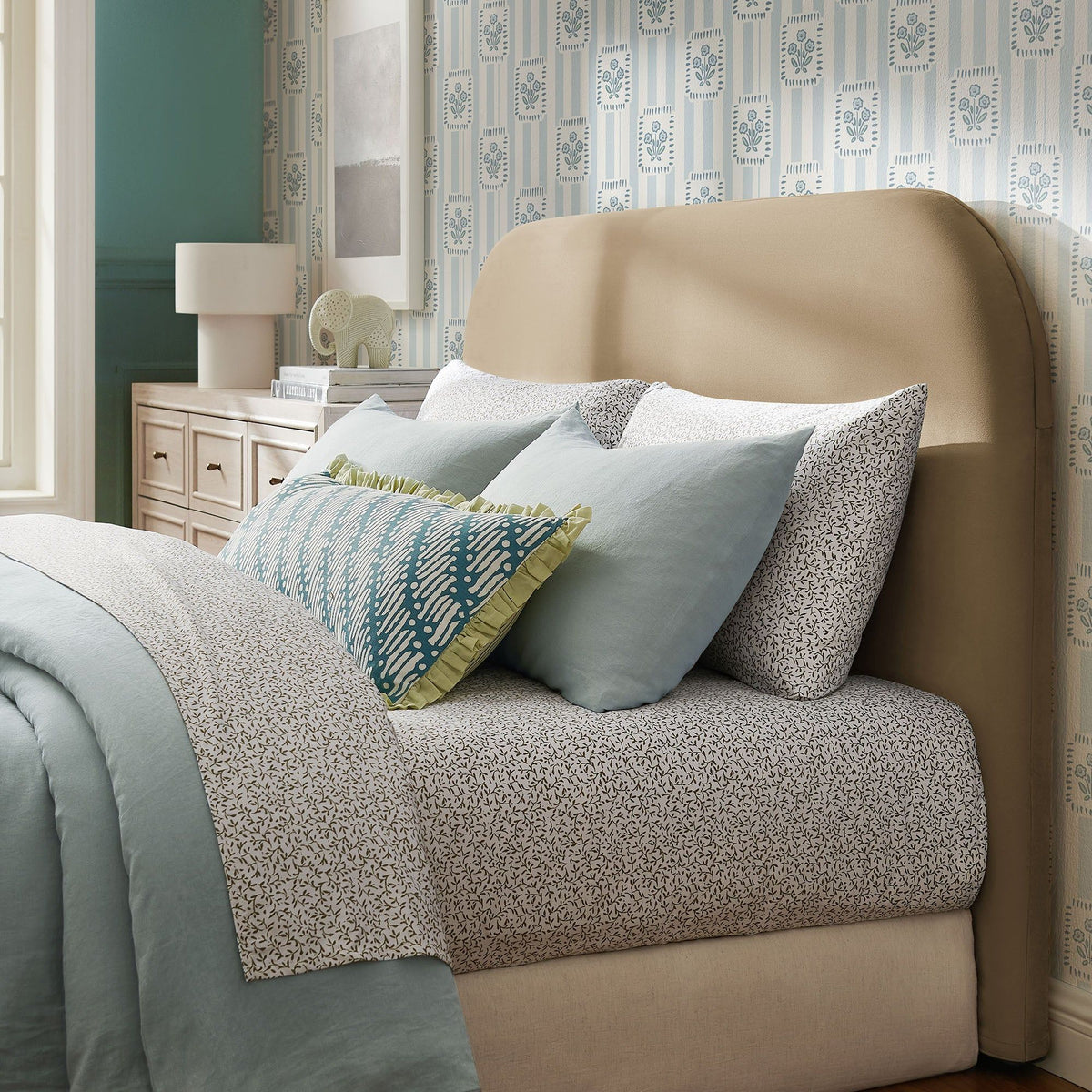 Keynote Full Size Stain-Resistant Performance Velvet Headboard - Taupe