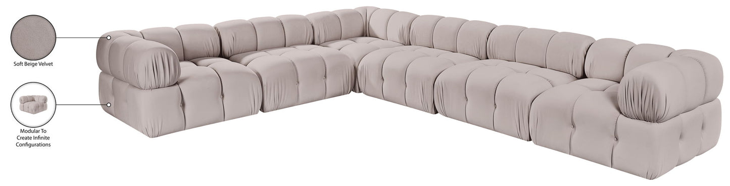 Orin - L-Shaped Velvet 6 Piece Modular Sectional