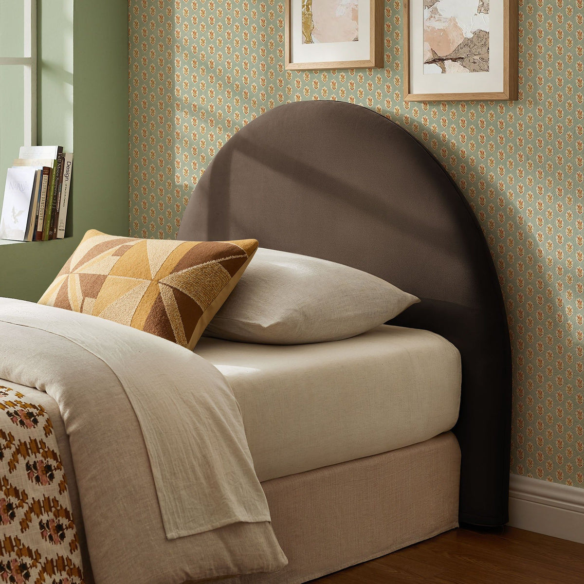 Modway Resort Performance Velvet Arched Headboard - Twin, Chocolate Brown