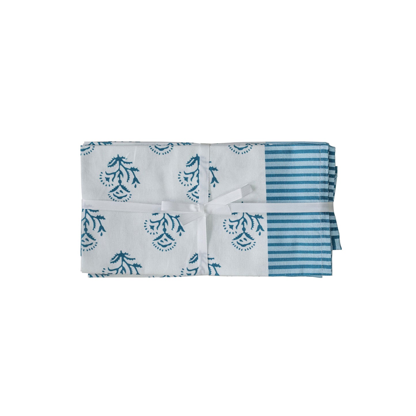 Crissy - Cotton Canvas Printed Napkins (Set of 4) - Blue Vintage Floral