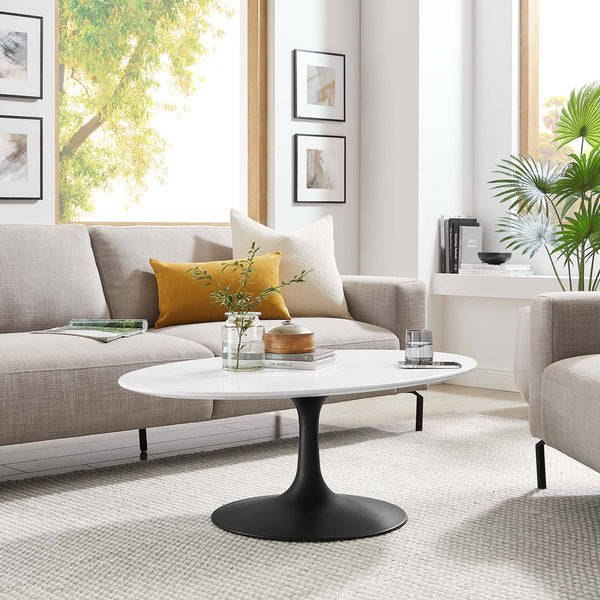 Lippa Oval Wood Coffee Table - 42", Black White