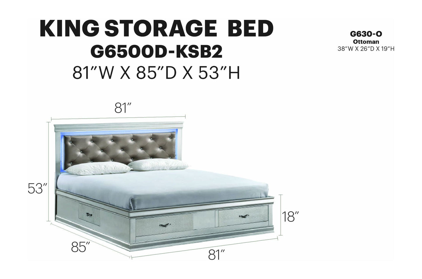 Glory Furniture - Lorana - Storage Bed