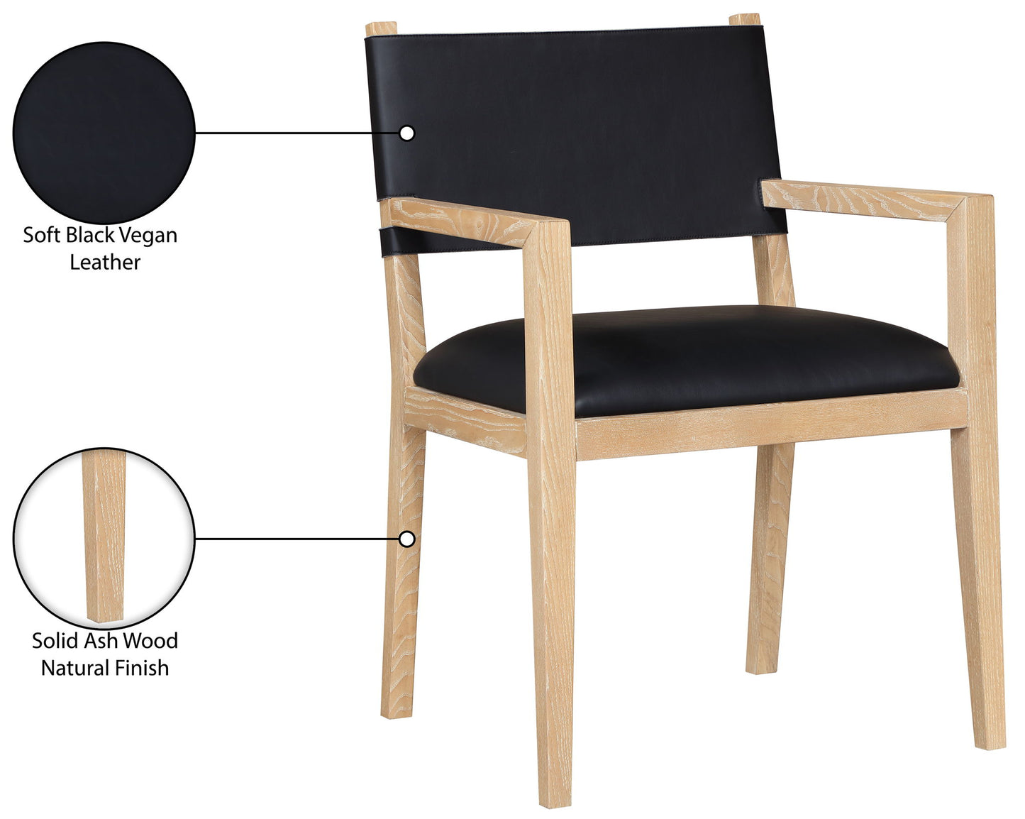 Avon - Vegan Leather Dining Arm Chair