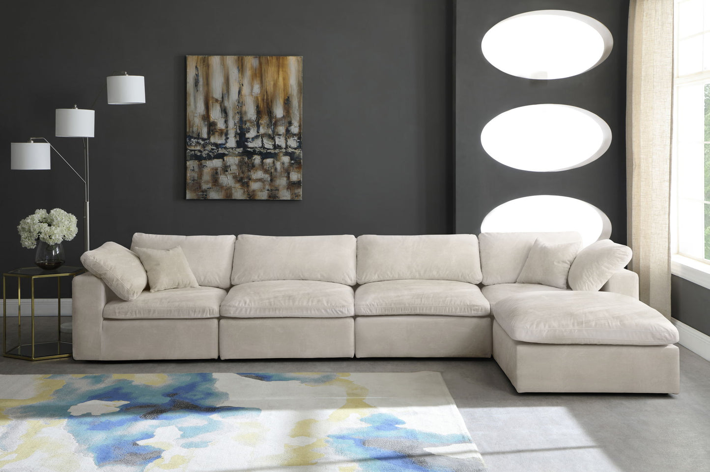 Cozy - 5 Piece Modular Sectional With Chaise