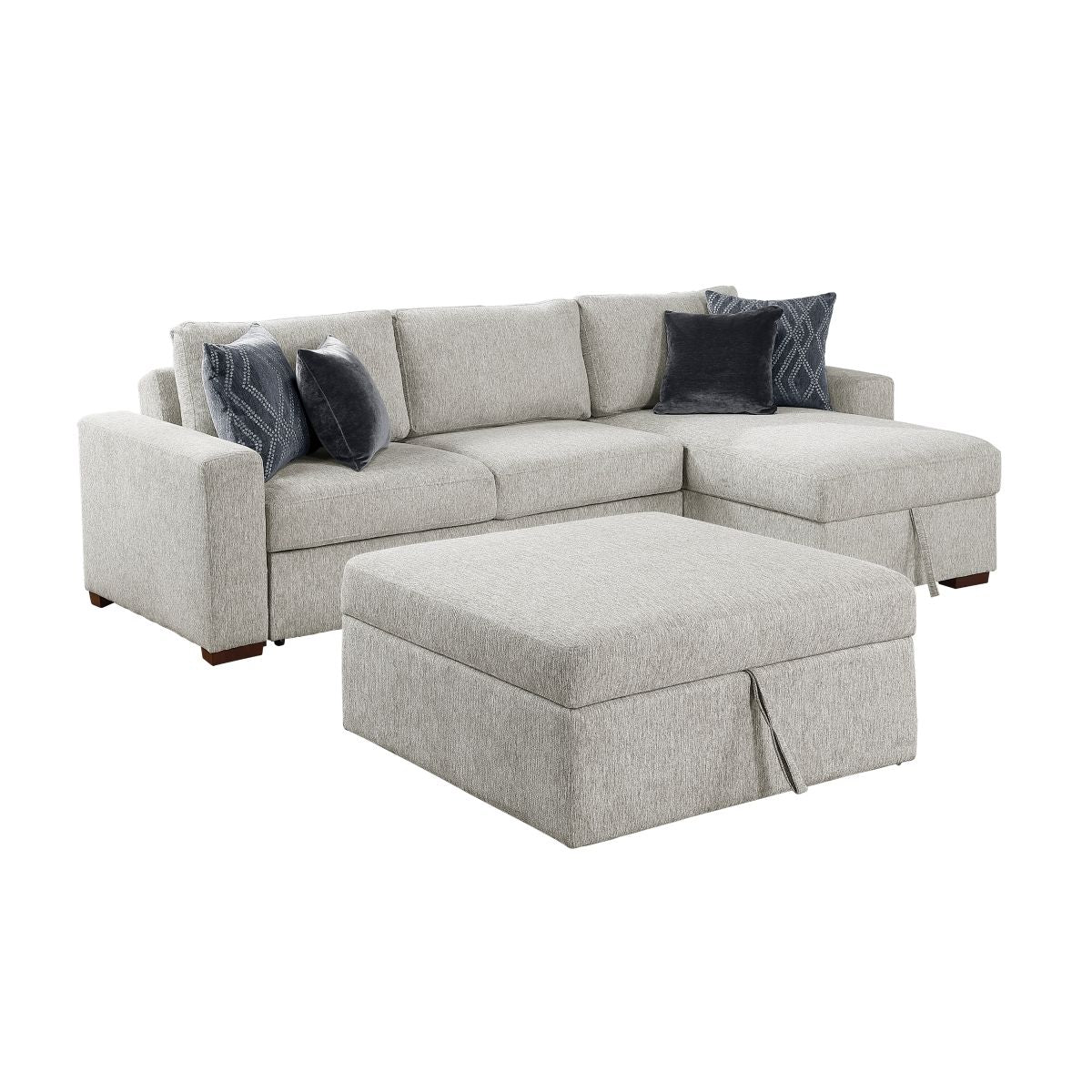 Isla 3-Piece Sectional with Convertible and Reversible Chaise, Hidden Storage, Click Motion Back and Ottoman