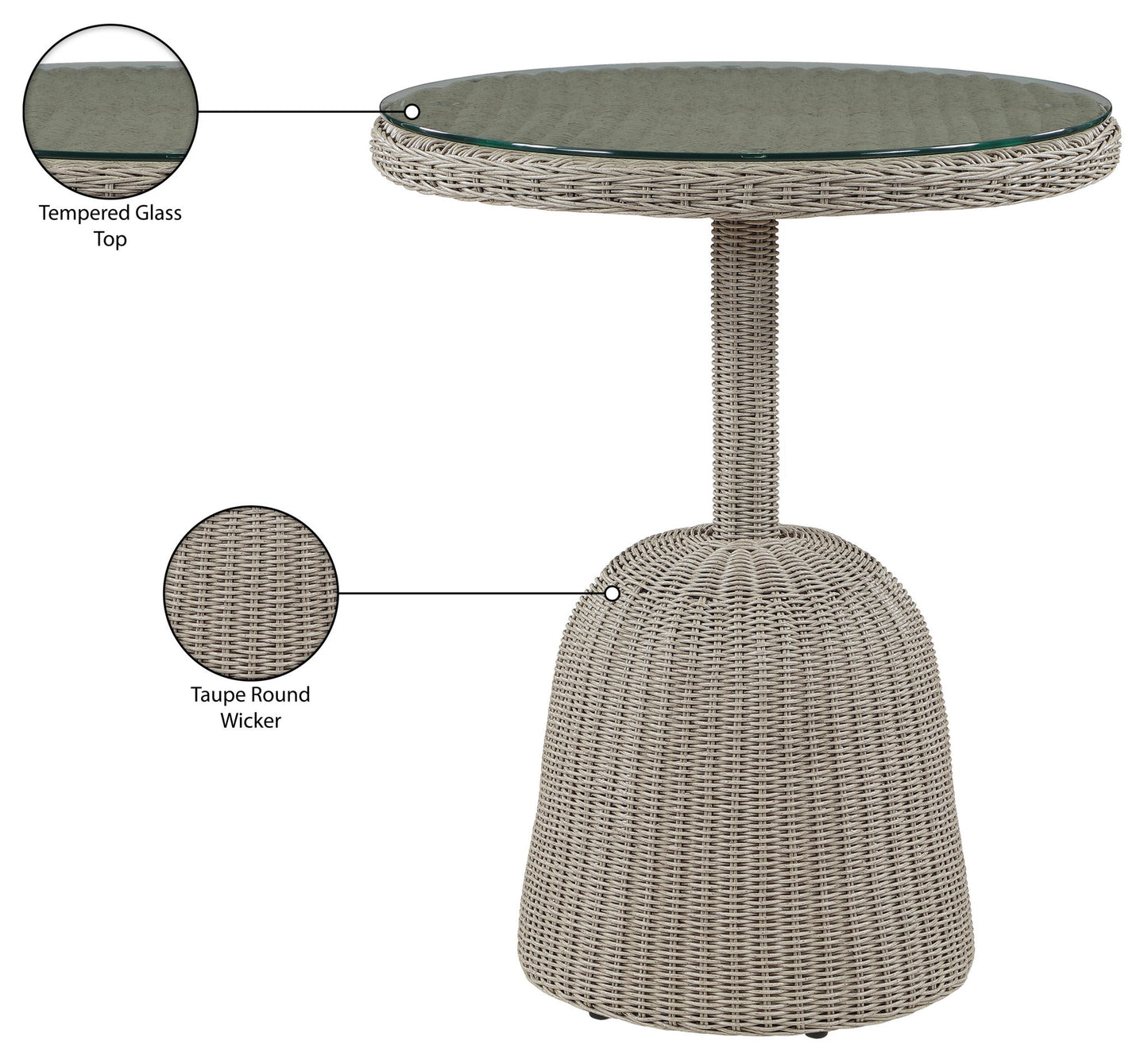 Seacrest - Tempered Glass Top And Wicker Outdoor Patio Counter Height Table