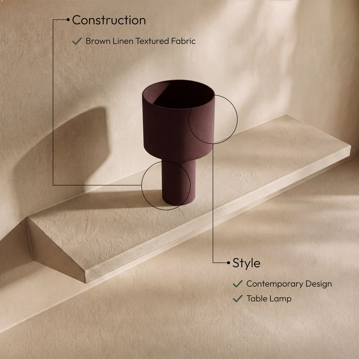 Monarca - Linen Textured Fabric Table Lamp