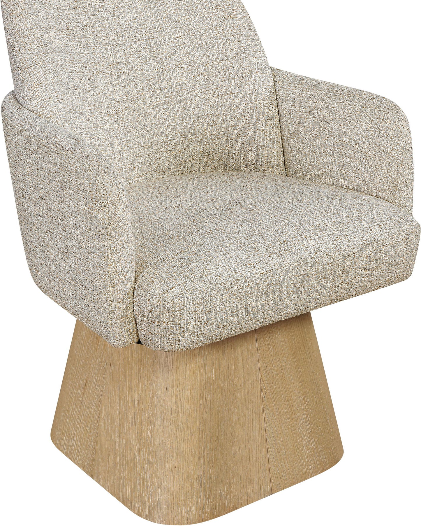 Marlowe - Linen Textured Fabric Upholstered Swivel Dining Arm Chair - Stained Natural