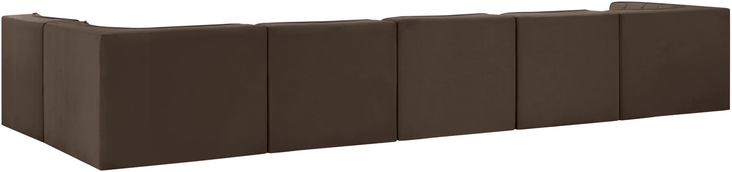 Rummi - Velvet Performance Fabric Upholstered 6 Piece Modular Sectional, L-Shaped (Right)