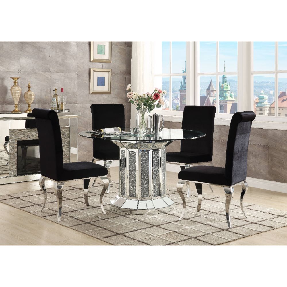Noralie - Dining Table - Clear Glass Top & Mirrored & Faux Diamonds