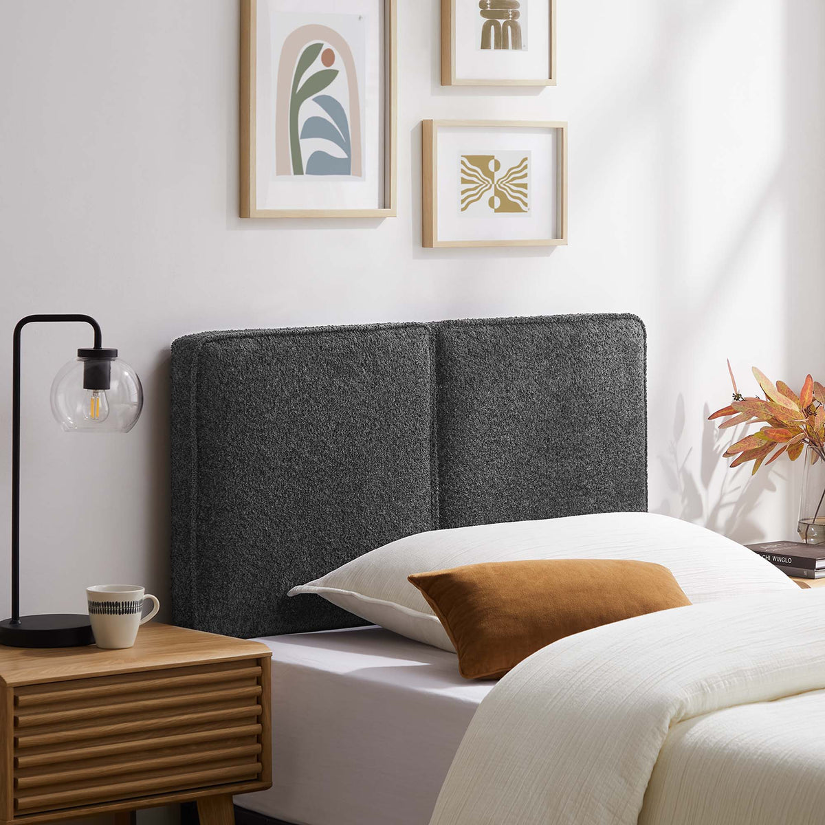 Lindee Boucle Fabric Headboard - Twin, Slate