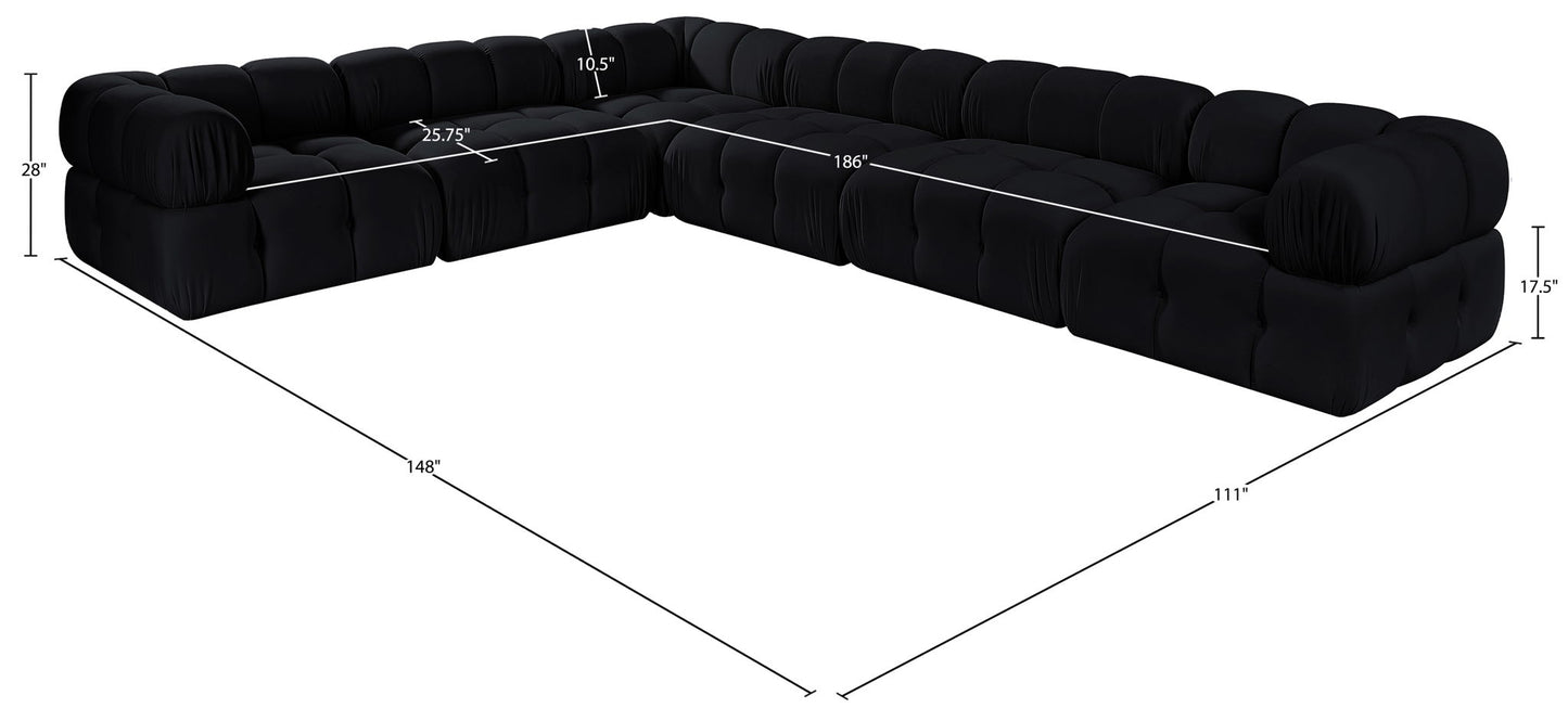 Orin - L-Shaped Velvet 6 Piece Modular Sectional