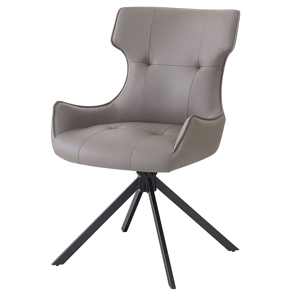 Damita - Camel Synthetic Leather Side Chair With Swivel (Set of 2) - Gray & Black Finsh