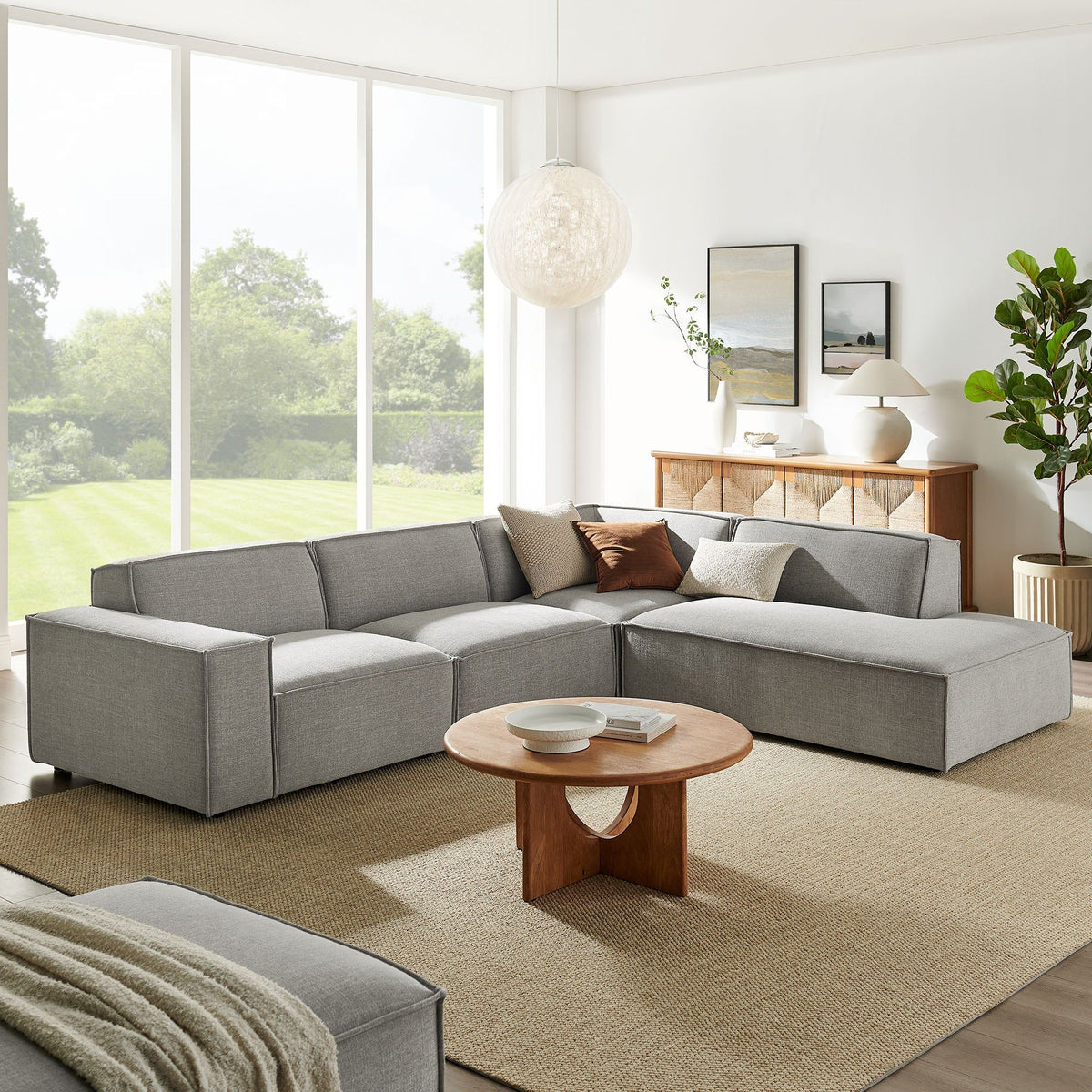 Restore 4-Piece Performance Fabric Upholstered Modular L-Shaped Sofa - Pewter