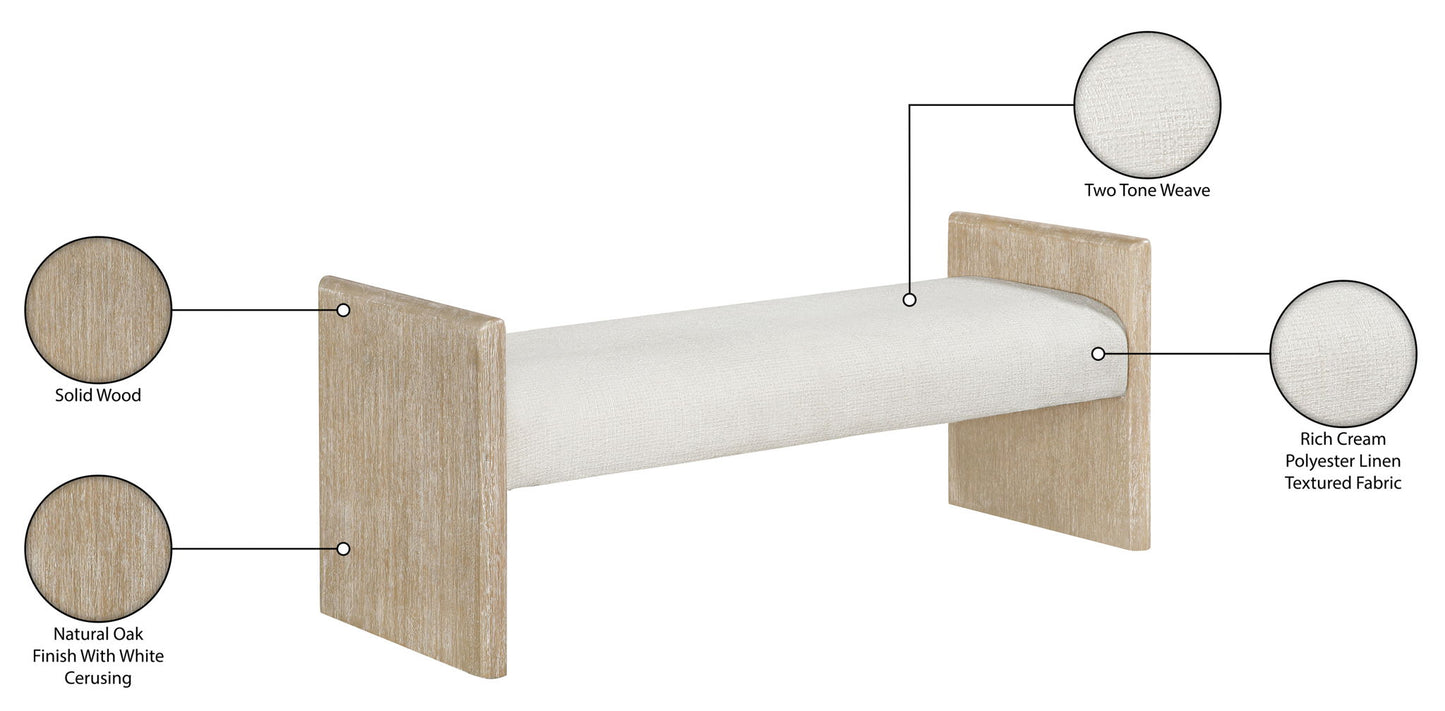 Hickory - Fabric Upholstered Bench - Natural Frame