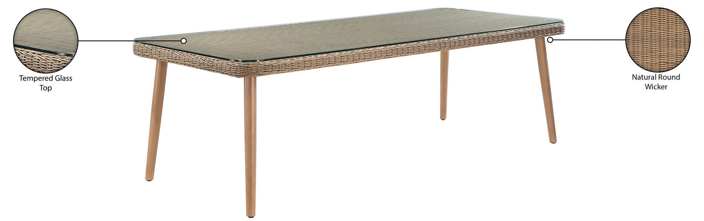 Seacrest - Tempered Glass Top And Wicker Outdoor Patio Dining Table