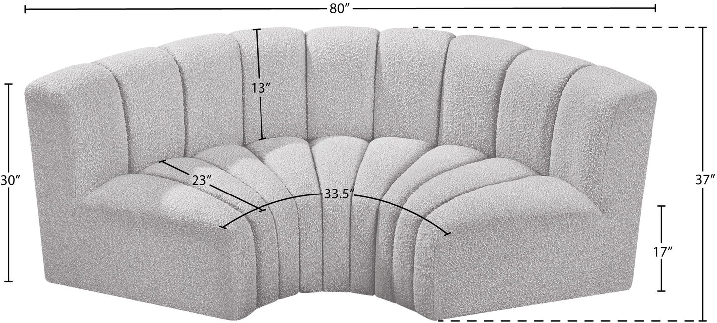 Arc - Boucle Fabric 3 Piece Modular U-Shaped Sofa