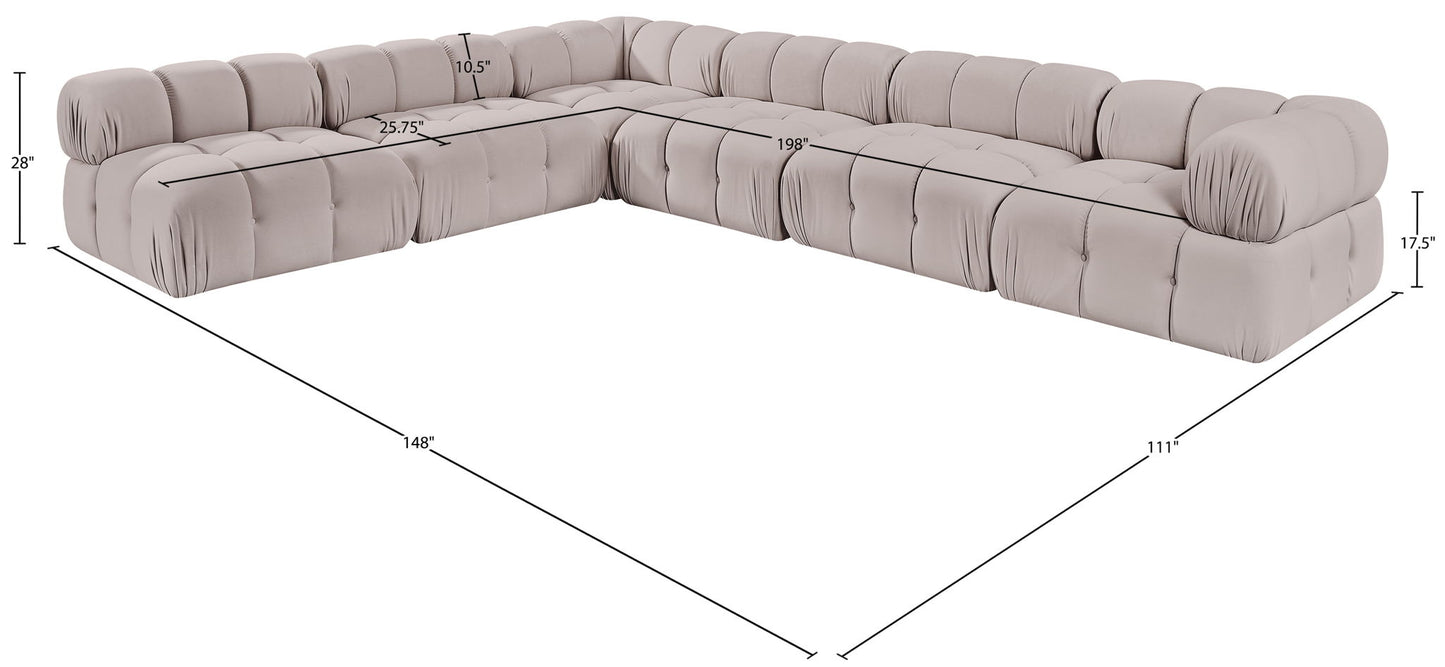 Orin - Velvet 6 Piece Modular L-Shaped Sectional
