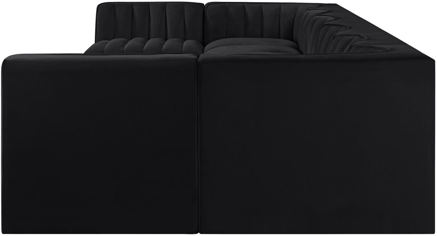 Rummi - Velvet Performance Fabric Upholstered 8 Piece Modular Sectional (With 2 Corner Chairs)