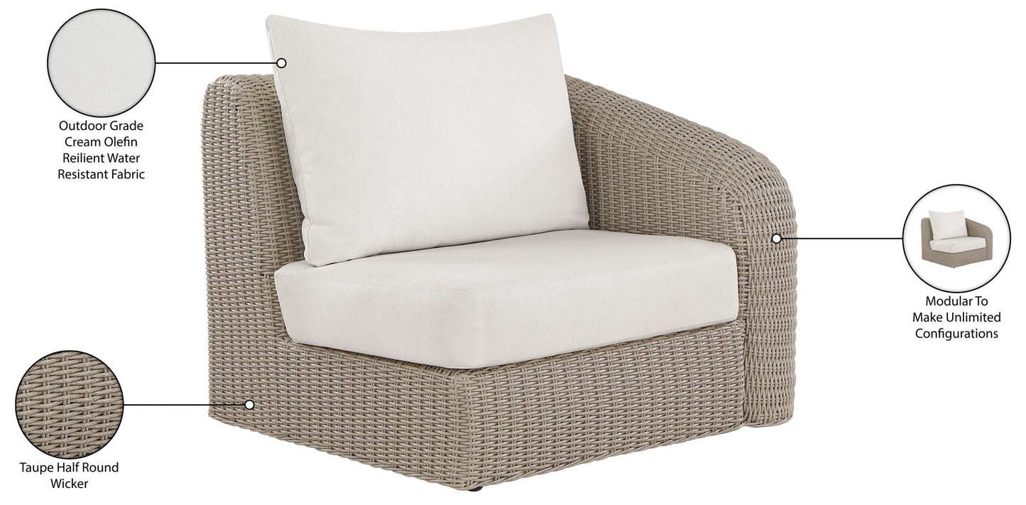 Seacrest - Olefin Water Resistant Fabric And Wicker Outdoor Patio Right Arm Chair