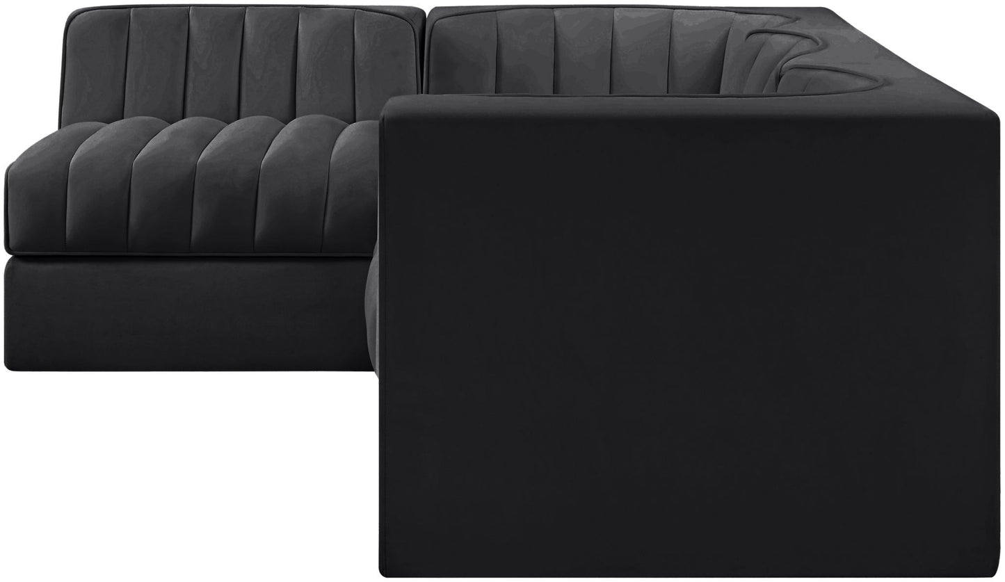 Rummi - Velvet Performance Fabric Upholstered 4 Piece Modular Sectional