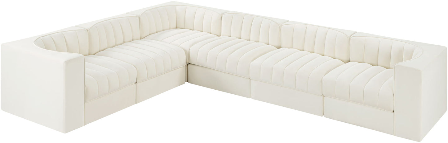 Rummi - Velvet Performance Fabric Upholstered 6 Piece Modular Sectional