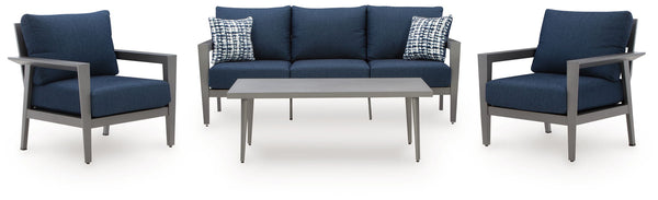Gali - Sofa / Chairs / Table Set (Set of 4) - Gray / Blue