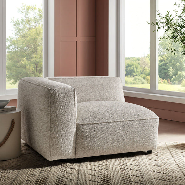 Auren Lattice Boucle Upholstered Modular Left-Facing Arm Chair - Fog