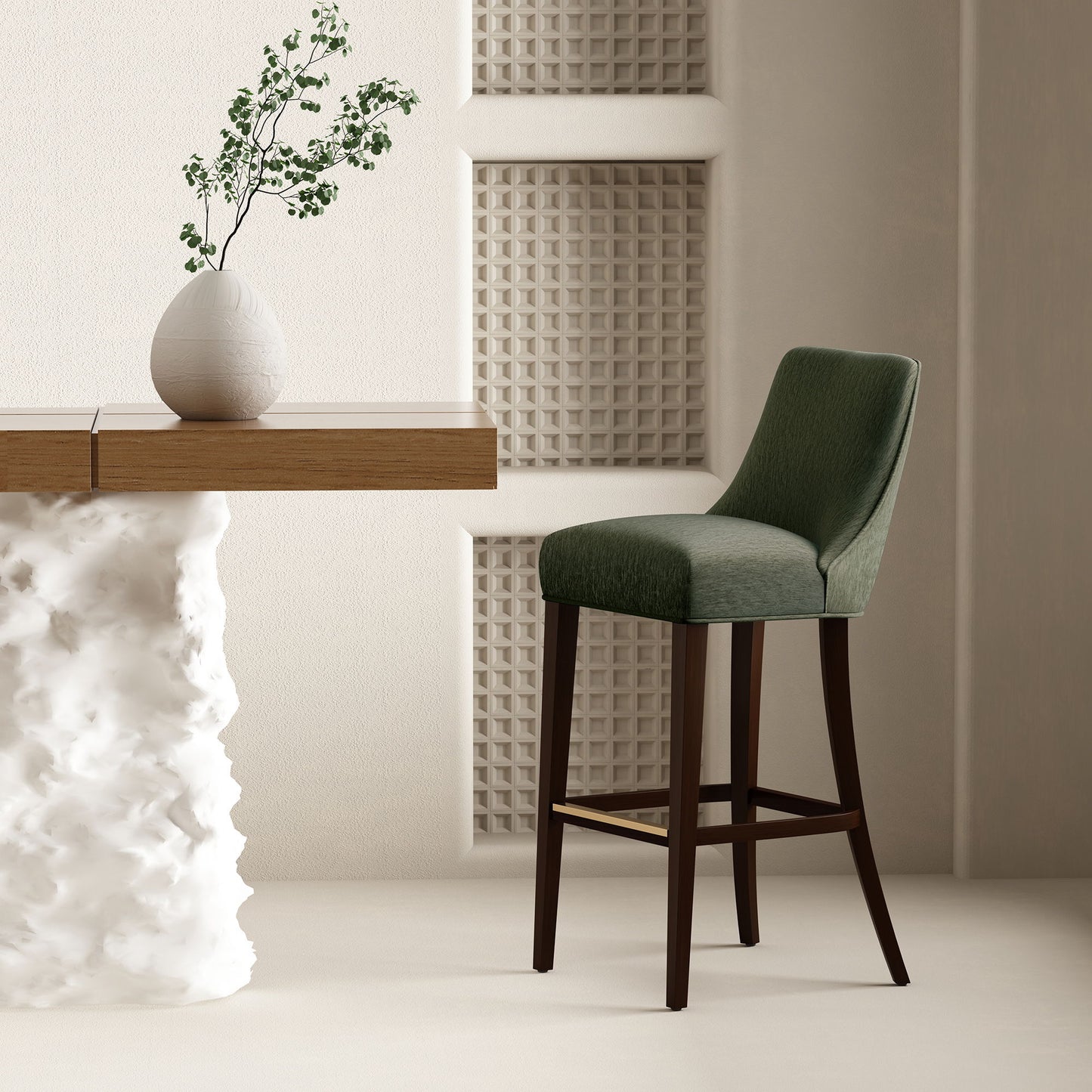 Manhattan Beever - Chenille Wood Stool